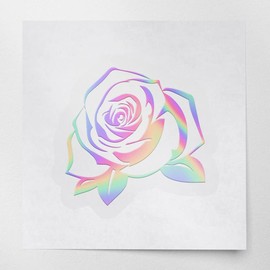 Decal Stickers Of Black Silhouette Of Rose With Leaves 1 (Hologram) Premium Waterproof Vinyl Decal Stickers For Laptop Phone Accessory Helmet Car Window Mug Tuber Cup Door Wall ANDSKUS613124HO070722