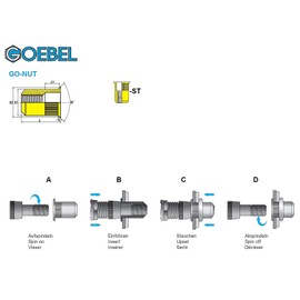 GOEBEL® - 250 x Blind Rivet Nuts M8 Galvanised Steel (Diameter x L) 10.9 x 21.0 mm Blind Nuts Countersunk Head Round Shaft Knurled Shaft End Open Insert Nut Rivet Nuts