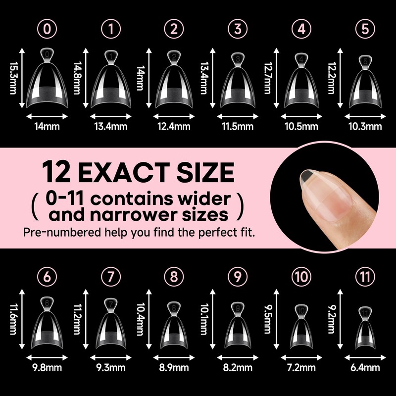 UNA GELLA Almond Gel Nail Tips Short: Half Cover Almond