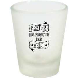 ShirtInStyle Schnapsglas Glas, Auszeichnung Zum Besten Halbbruder Der Welt. Sprüche, Familie Freunde Spruch, Weiß