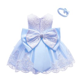 0-6T - Vestido de fiesta de tutú bordado para niña pequeña, Azul, 12-18 Meses