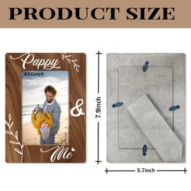 Pappy & Me Photo Frame Gift for Pappy Dad Grandpa, Holds 4 x 6 Inch Photo, Farmhouse Wooden Picture Frame Gifts, Daddy Gift for Birthday Christmas Father's Day, Family Photo Frame Decor A1