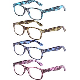 4 Pack Reading Glasses for Women Blue Light Blocking Stars Design Stylish Readers 3.0 Strength