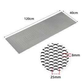 AggAuto 47x16 inches Car Pickup Truck Grill Mesh Spoiler Bumper Vent Aluminum Alloy Automotive Grille Insert Air Intake Racing Seagull Hole 8x25mm Black