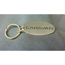 Vintage 70's Solid Brass CARAVAN Keychain Key Chain - NOS
