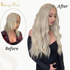 Sunny Hair Nano Beads Hair Extensions Invisible Nano Hair Extensions Human Hair Straight Nano Tip Hair Nano Ring Hair Extensions 50G/50S Blonde 16inch