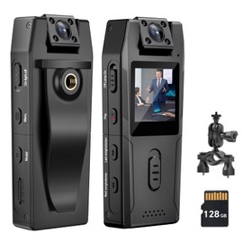 Mini Body Camera with Audio and Video, 128GB 1080P Personal Small Camera with Photo, Night Vision, Wearable Cam for Security, Running, Biking (VD03)