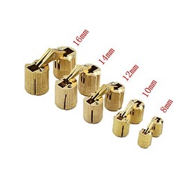 SUPERTOOL Stainless Steel Hinges, 14mm, Brass, 180 Degree, Barrel Shape, Concealed Hinges for Wooden Box, Door, Cabinet, Worktop (4Pcs)