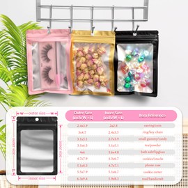 FUNFERY 100 Pack Mylar Resealable Bags Foil Packaging Bags with Clear Window,Zipper Bags Smell Proof Pouch for Food Storage,Cookies,Sample,Small Business(Black,3x4.7inch)