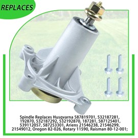 NICHEFLAG 2 Pack 587819701 Spindle with 197473 Pulley Craftsman 532196106 Pulley Idler 193197 Idler Pulley Craftsman and 584453101 A106 Belt Replaces 187292, 192870, 187281, 192872, 532187292