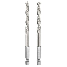 HARFINGTON 2pcs Brad Point Drill Bits 6mm(1/4) Dia 1/4" Hex Shank Drill Metric Brad Point 2.24 Drilling Depth Spiral Twist Drill Bits for Carpenter Woodworking Plastic Rubber, Silver