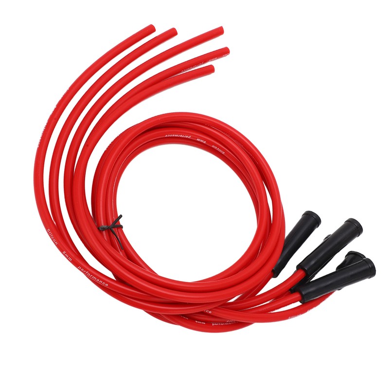 Spark Plug Ignition Wire Set Red High Performance Silicone 1m