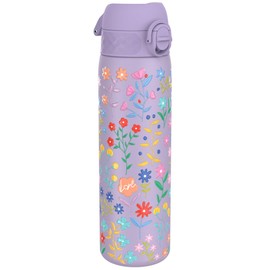 Ion8 Vacuum Insulated Steel Water Bottle, 500 ml/17 oz, Leak Proof, Easy to Open, Secure Lock, Dishwasher Safe, Fits Cup Holders, Carry Handle, Scratch Resistant, Metal Water Bottle, Floral Design