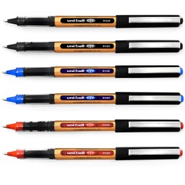 Uni-Ball Eye UB-150-10 Broad Liquid Ink Rollerball Pens - 1.0mm - Black, Blue, Red - Pack of 6