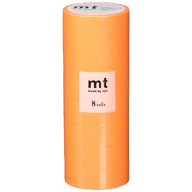 Kamoi Kakoshi MT08P180R Masking Tape, 8 Ps, Width 0.6 inches (15 mm) x 2.6 ft (7 m), 6.1 ft (180 mm), Hot Orange