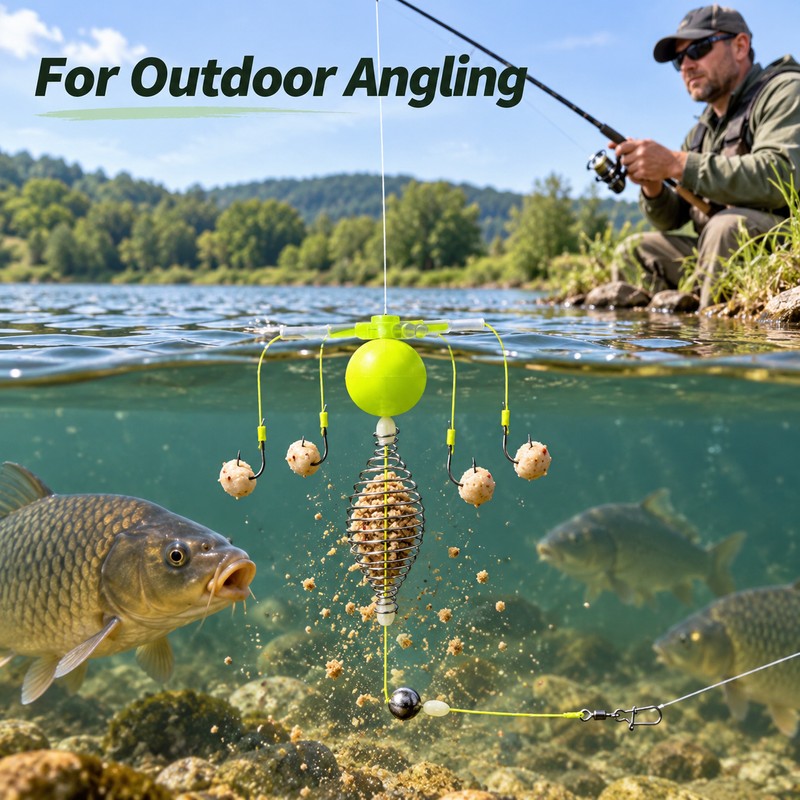 Fishing Bait Cage Hook Rig Set – Carbon Steel Feeder