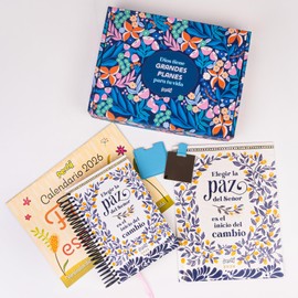 Pechi 2026 Gift Sets with inspirational Bible verse day planner, monthly planner and Calendar. Spiral or flexibound planners. (Blue white Spiral)