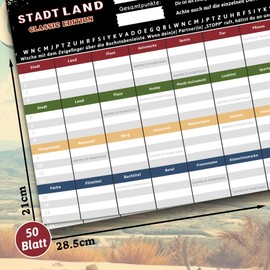 Stadt Land Fluss Classic Edition, Activity Spiel ab 12 Jahre Kinder, Spiele für Erwachsene, Wortspiel für 2-50 Spieler, Gesellschaftsspie, Partyspiel, Familienspiel, Kartenspiel, Reisespiele