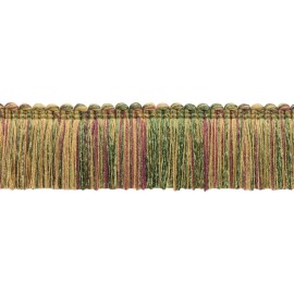DÉCOPRO Dark Claret, Branch, Green, Oak Brown 1.75" Brush Fringe Trim [By The Yard]