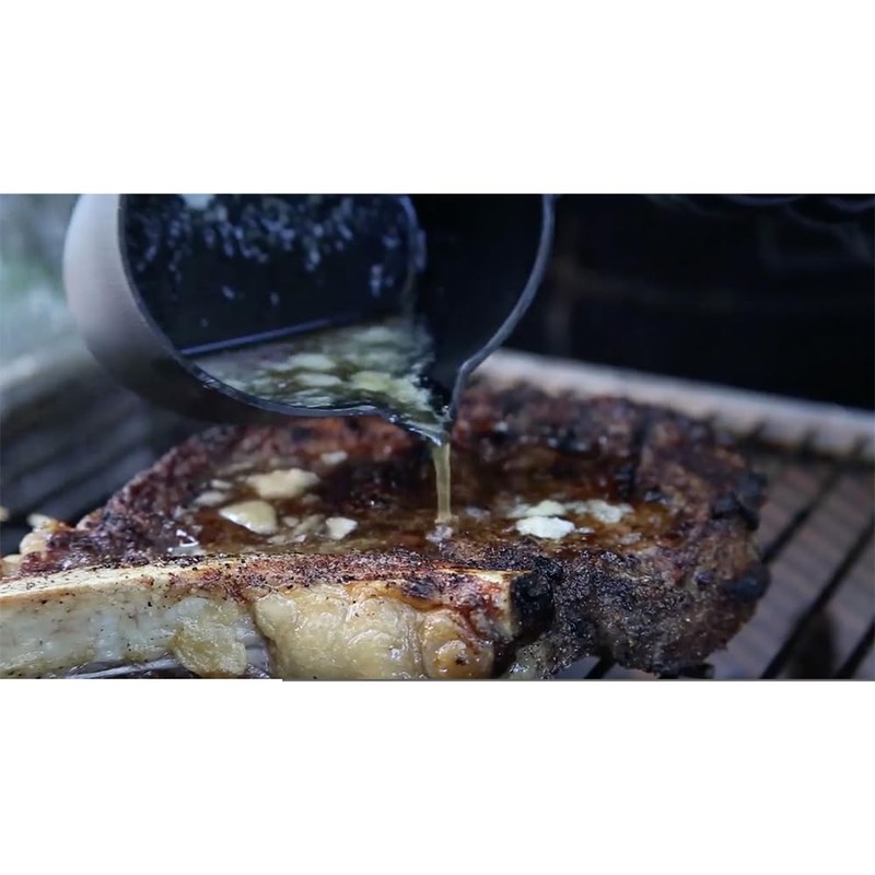 Outset Basting Pot and Brush, Cast Iron Pan and Sauce