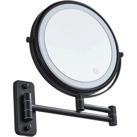 X-10 2pk. - Black 8in. Double Sided Magnifying Make Up Mirror with RECHARGE BATTERIES