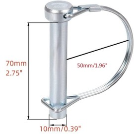 LinaLife 4 Pack Wire Lock Pin Φ 3/8 inch x70mm Length Heavy Duty Safety Coupler Shaft Locking Pins Hitch Pto Pin Round Loop Wire Lock Trailers Pin for Farm Lawn Garden