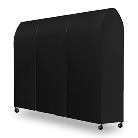 DecacnX Clothes Rail Cover 1.8M Dustproof Breathable Clothes Rail Cover Double Protective Zipper for Easy Access Premium Fabric 180cm Wide for Clothes Rail Black