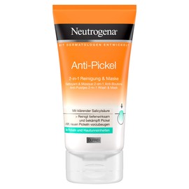 Neutrogena Anti-Pimple Facial Cleansing, 2-in-1 Cleansing and Mask with Salicylic Acid for Blemished Skin, Oil-Free, 150 ml