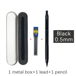 0.3 0.5 0.7 2.0 mm Art Drawing Automatic Pencils Low Center of Gravity Compression Spring Metal Mechanical Pencil with Gift Box Set (2.0 Black Gift Box)