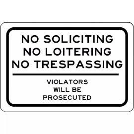 Sticker Tiger NO soliciting No Loitering No Trespassing Metal Sign 8" X 12" Aluminum