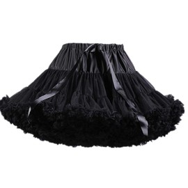 Colyanda Womens 3-Layered Pleated Tulle Petticoat Tutu Puffy Party Cosplay Skirt(Black)