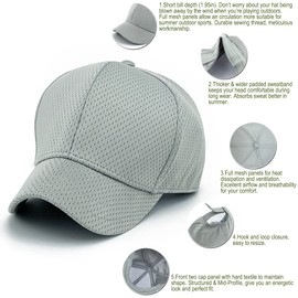 Loneshark Outdoor Sports Short Bill Hats for Men Mechanic Breathable Short Brim Caps for Women Flex Fit Short Brim Hats for Men Small Full Mesh Short Brim Caps for Men Short Bill Cap Fitted Grey