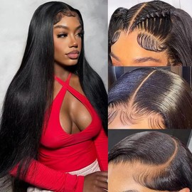 MUNONG Straight HD Lace Front Wigs Human Hair Straight 200% Density Glueless Wigs Human Hair Pre Plucked 13x6 HD Frontal Lace Front Wigs for Women 24 Inch