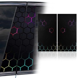 Blueshyhall B Pillars Sticker Car Honeycomb Motif, Pack of 2 Centre Pillar Stickers, Black with Hexagon Pattern, Scratch-Resistant, Waterproof, Cool Car Sticker, Sides, Car Tuning Sticker (B)