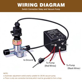 28146 Electric Vacuum Pump Switch & Relay Kit for Brake Booster - Normally Open Pressure Sensor with 28146 Relay - Replacement for Universal Vacuum Pump Systems