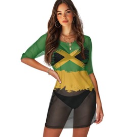 Srengjodk - Traje de baño para mujer, traje de baño 2025, talla grande, ropa de resort Xs-2XL, Estilo retro Jamaica, X-Large