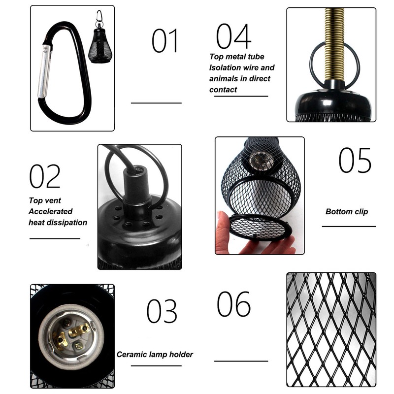 Reptile Heat Lamp Guard Protection Iron Anti Scald Reptile Lampshades