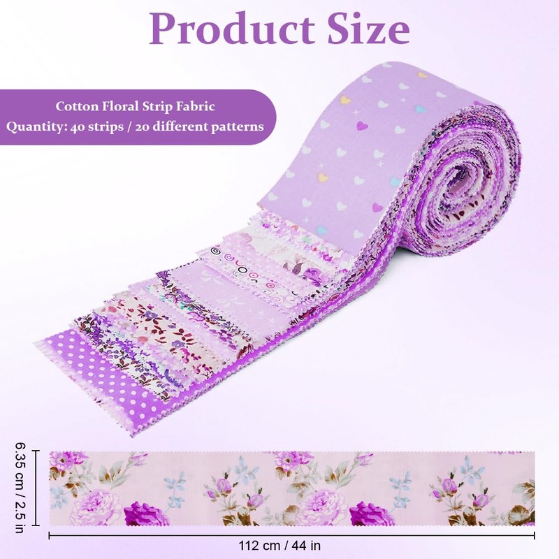 AOOSA Jelly Roll Fabric Strips for Quilting, 40 Strip 2.5