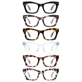CCVOO 6 Pack Oprah Style Reading Glasses for Women Blue Light Blocking Computer Square Readers with Spring Hinge Men (A5 Mix, 2.5)