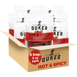 Duke's Pork Hot & Spicy Smoked Shorty Sausages, 7g Protein Per Serving, Great for Charcuterie Boards, 5 oz. (Pack of 8)