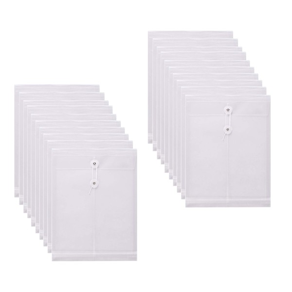 YESSART Letter Size Clear Poly Envelopes with String Closure Top