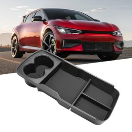 TTCR-II Compatible with Car Centre Console Storage Box Kia EV6 2021 2022 2023 Centre Console Organiser Armrest Kia EV6 Armrests Storage Box with Coin Holder Compatible with Kia EV6 Accessories