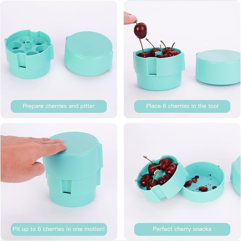 tieedhfu Easy Squeeze Cherry Pitter Tool with Juice Containers for