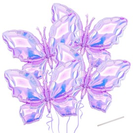 Butterfly Balloons,4 Pieces 25.6 Inch Butterfly Foil Mylar Balloons Butterfly Birthday Decorations for Butterfly Themed Party Wedding Birthday Baby Shower Party Supplies (Purple)
