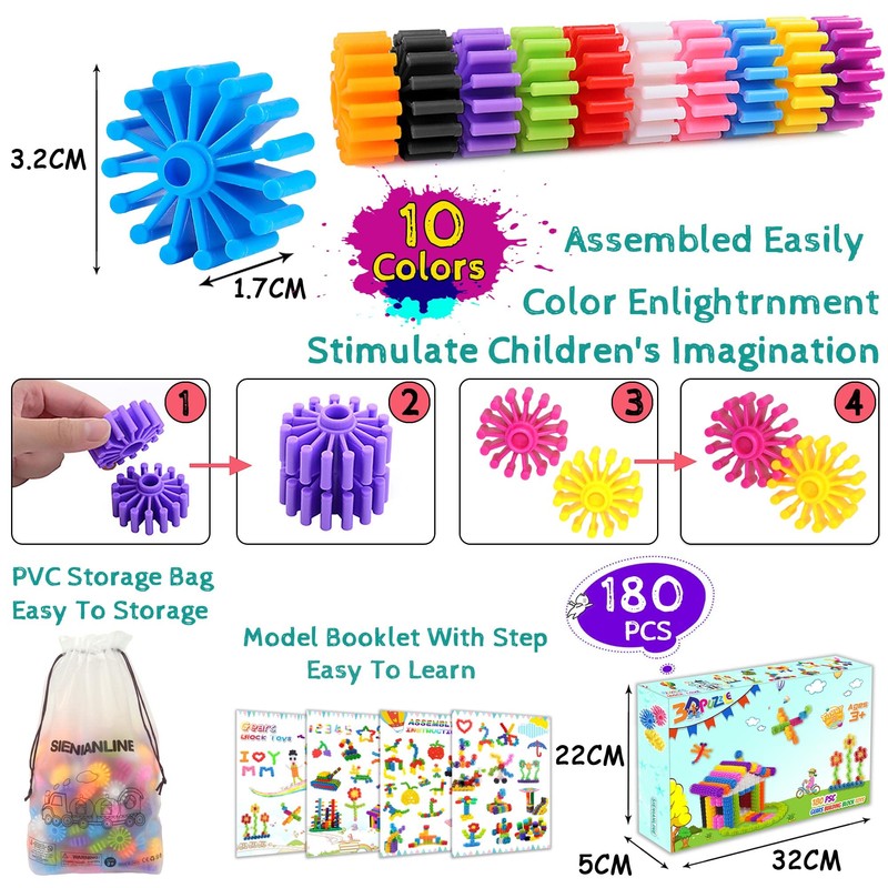 SIENIANLINE Gears Interlocking Learning Set - Building Set for Beginners