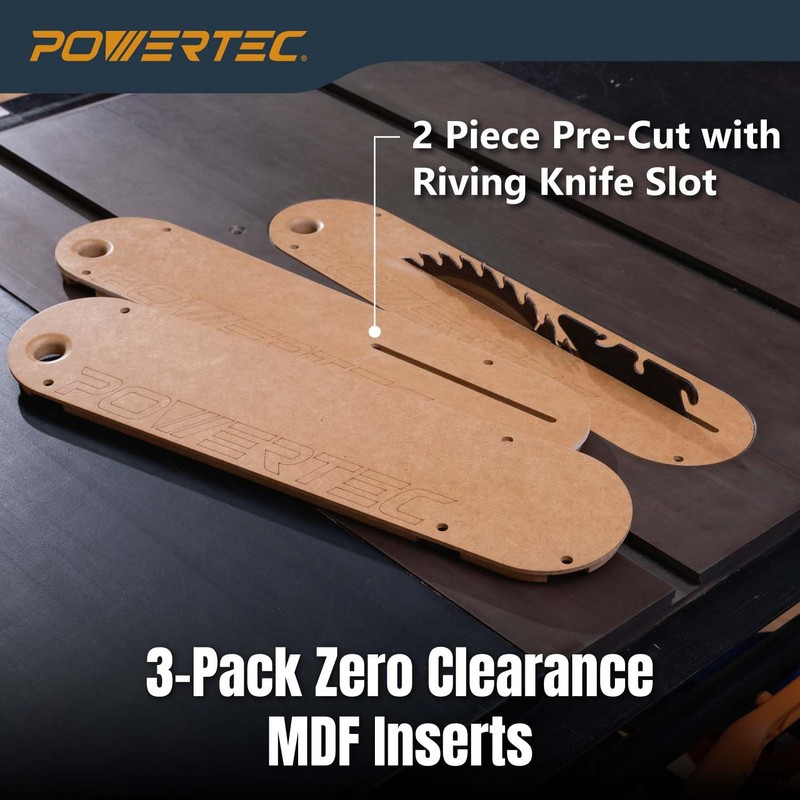 POWERTEC Zero Clearance Table Saw Insert 3-Pack – Fits Delta