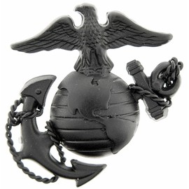 Eagle US Marine Corps Emblem E3 Left Cap Subdued Black USMC Lapel Hat Pin, 1-3/4"