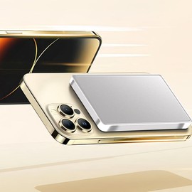 5,000mAh Magnetic Wireless Portable Charger,MagGo Battery (PowerCore Magnetic 5K),Compatible with iPhone16/16 Plus/16 Pro Max/15 Pro/14/13/12 Series wireless portable magsafe power - Color: Silve