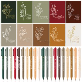 Fuutreo 40 Pcs Christian Gift Notebooks Bible Verse Prayer Journals Religious Inspirational Notebook Scripture Sunday School Mini Pocket Notepad Bible Ballpoint Pen Christian Gifts (Joyous Colors)