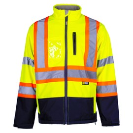 Holmes Workwear Hi-Vis Yellow Softshell Jacket - Waterproof and Breathable Reflective Jacket with Fleece Lining, Medium